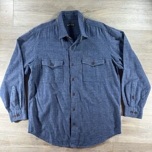 Orvis Fairbanks Large Chambray Long Sleeve Button Up Shirt Camp Pockets